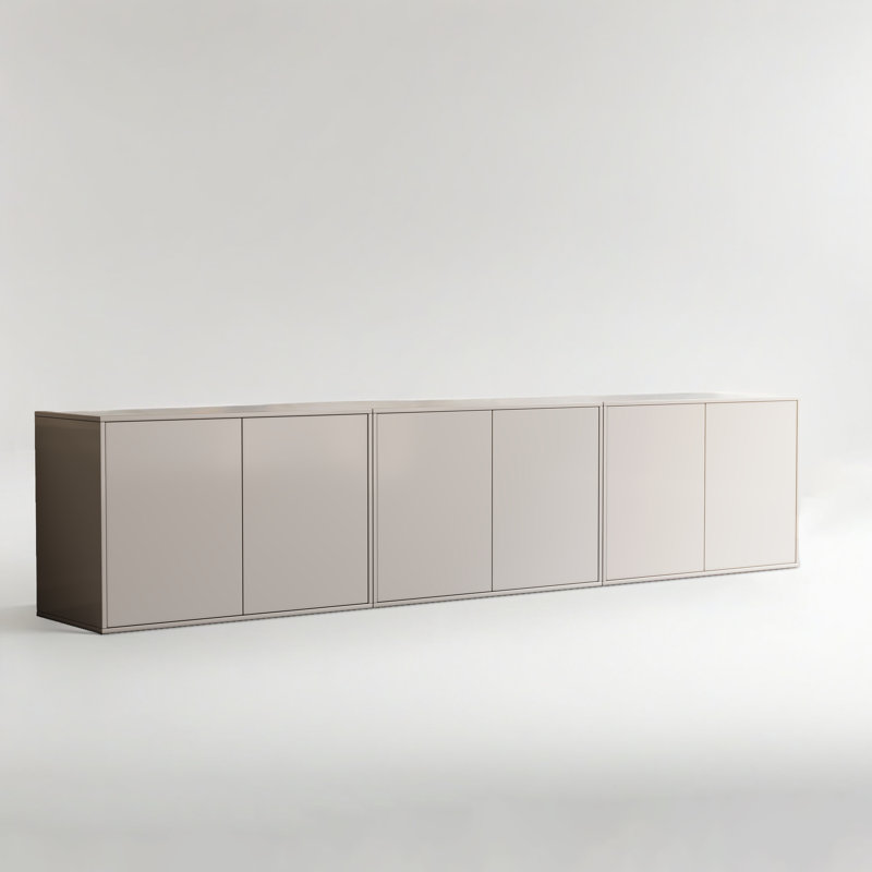 Armoire de rangement moderne trois pièces 94,47 pouces avec portes à pousser (ensemble de 3)