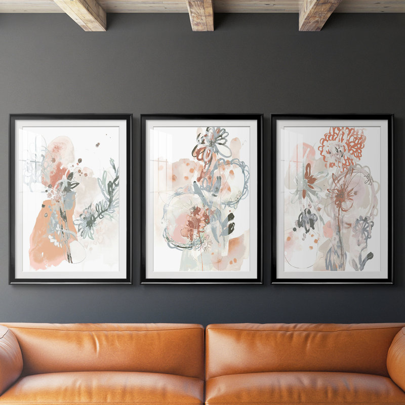 Petal Drift I  -Custom Framed  Premium Print W Matt - 3 Pieces