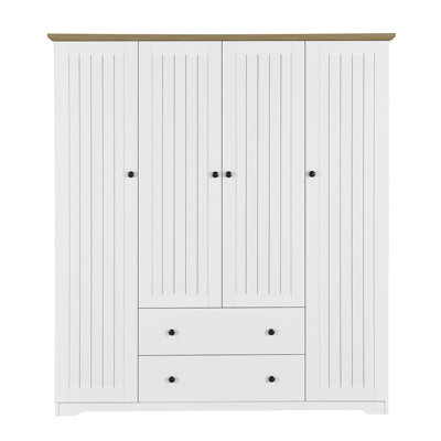 Armoire penderie 4 portes avec 2 tiroirs