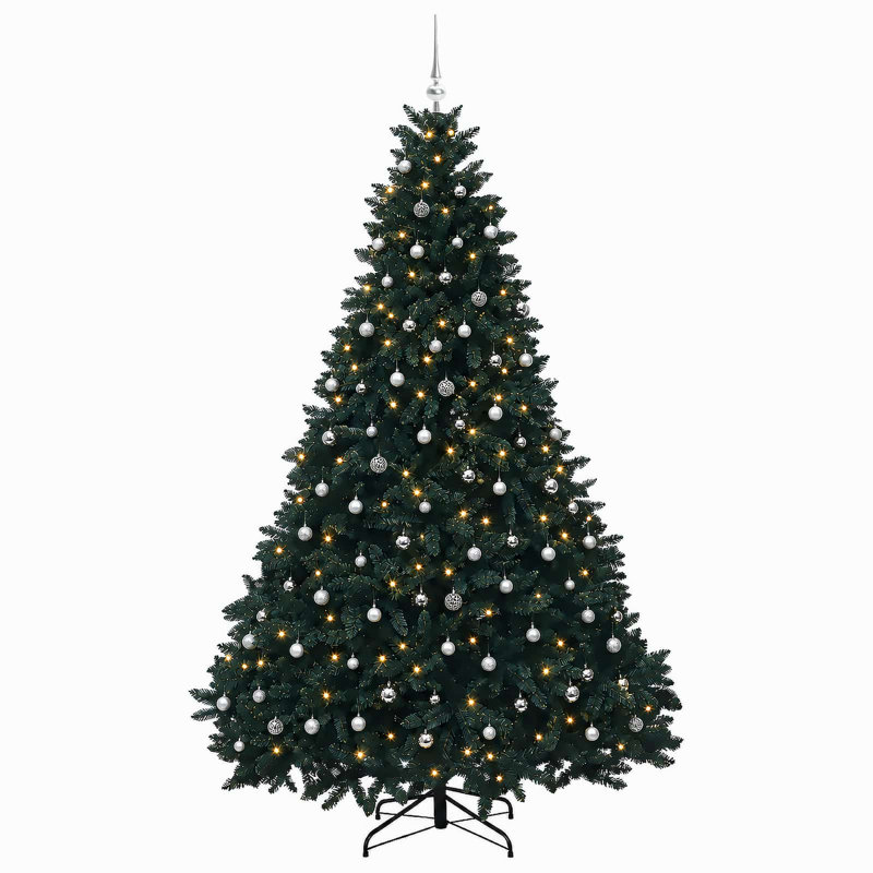 Christmas Tree, Ø 177 x 300 cm, with 300 LEDs&silver balls, Dark Green