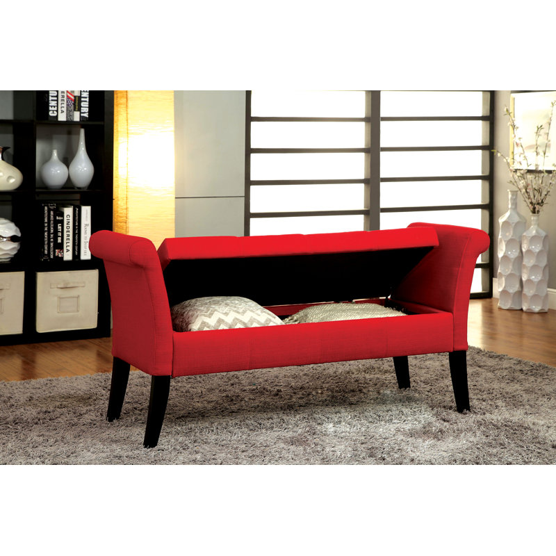 Banc de rangement à couvercle rabattable Bohdan, Rouge
