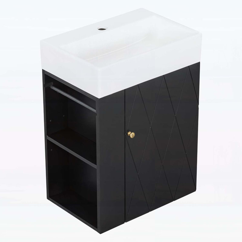 Meuble-lavabo 20 po avec lavabo en céramique, Noir