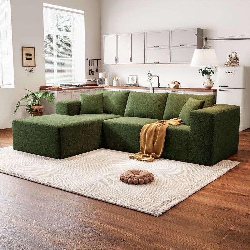 107.8" 3 - Piece No Assembly Required Upholstery Sofa With Pillow Free Combination Cloud Sectional Couch With L-shape Chaise, Deep Seat Modular Sofa For Living Room Bedroom
