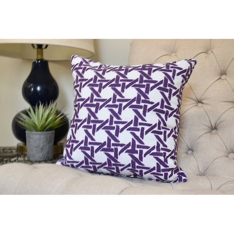 Housse de coussin d'extérieur à imprimé géométrique Palm Beach, Mauve, H 20 po x l 20 po