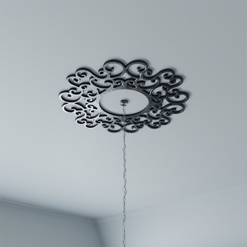 Antiqued Silver 16" PVC Pierced Ceiling Medallion