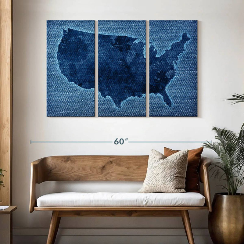 Aliaz Denim USA Map, 32" H x 50" W