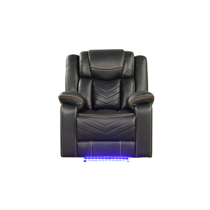 Challenger Modern Contemporary LED Power Recliner Chair Made With Wood And Metal Frame In Beige, Beige