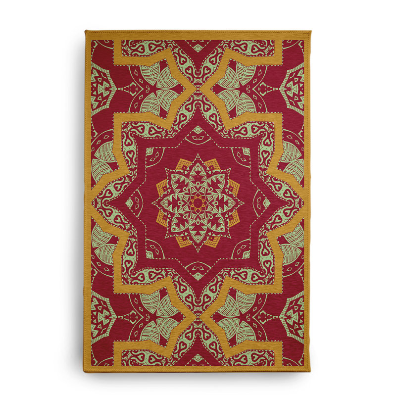 Tapis intérieur / extérieur en chenille tissé à la machine en jaune, Rectangle 2 pi x 3 pi