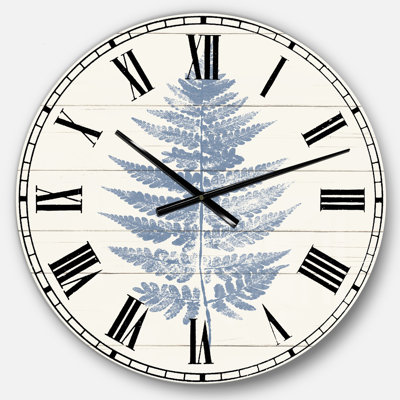 Imprimé de fougère bleue sur bois I - Horloge murale traditionnelle