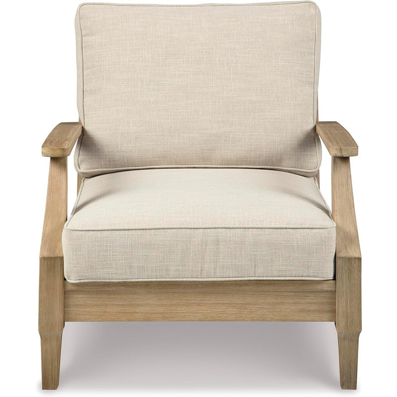 Chaise longue rembourrée en bois, beige