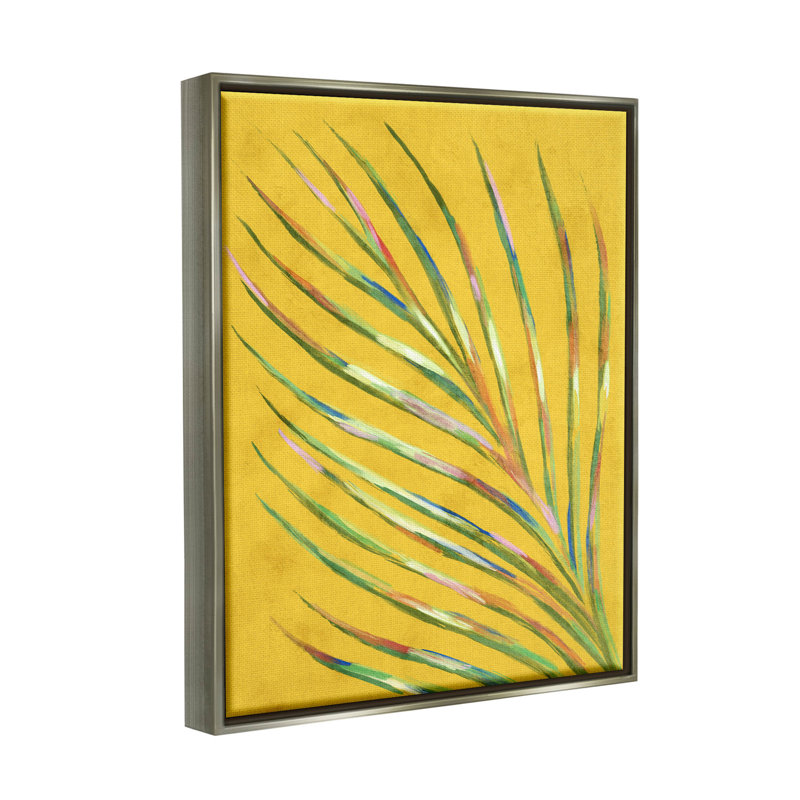 "Bold Yellow Palm Leaf", art mural encadré par Lil 'Rue, H 21 po x l 17 po x P 1,7 po, Cadre flottant gris lustré