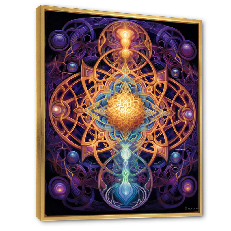 «Mystical Mandalas», reproduction sur toile, H 32 po x l 24 po x P 1 po, Cadre flottant doré