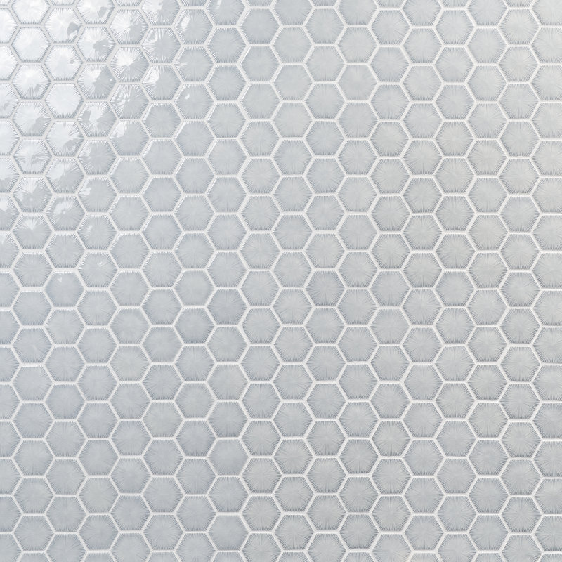 Carreau de mosaïque mural hexagonal en verre poli l 10,82 po x l 12,59 po Divine (0,94 pi2 / chaque), Bleu ciel