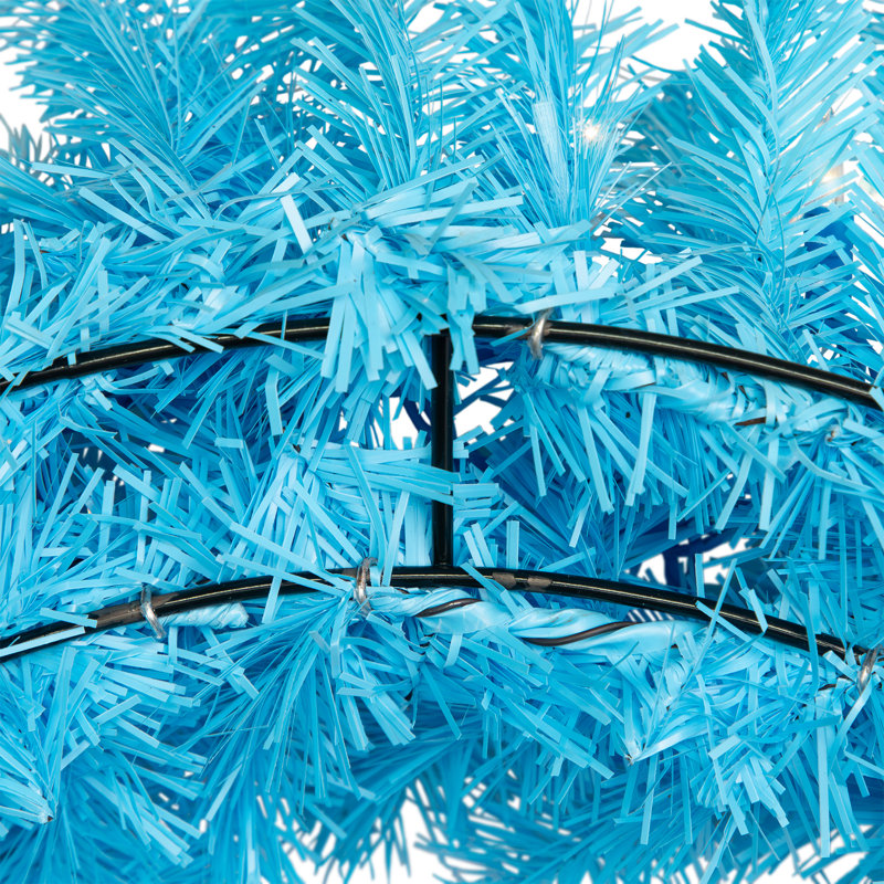 Pre-Lit Artificial Pine Christmas Wreath - 24" - Clear Lights, Sky Blue