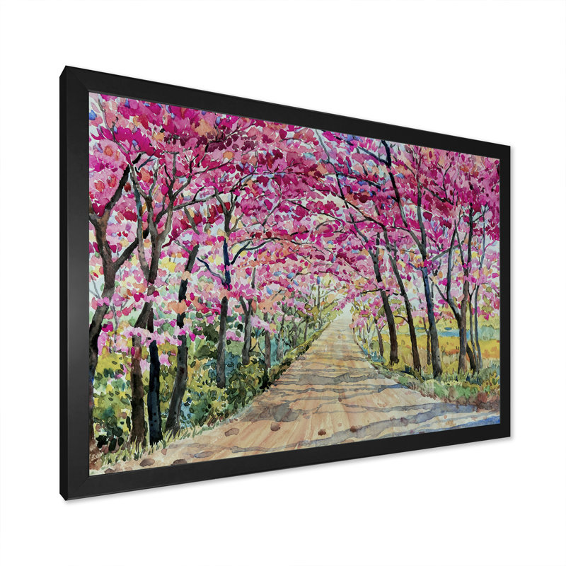 «Path To The Enchanted Pink Forest», reproduction sur toile flottante, Impression encadrée, H 24 po x l 36 po, Noir