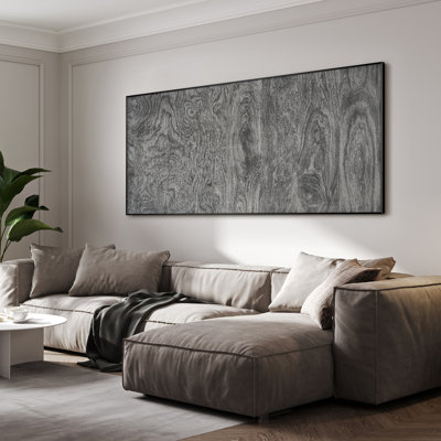 Extra Large Wall Art Fabric Print - Charcoal Wood Grain Modern Industrial Faux Wood or Artwork Decor for Living Room or Bedroom - "Frame Assembly Required (Unfinished Frame)"