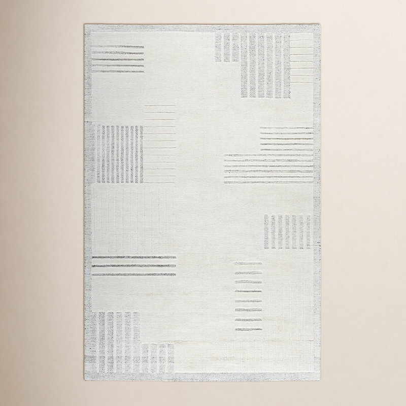 Tapis abstrait en laine tissé à la main Ronaldo, Rectangle 9 pi x 12 pi