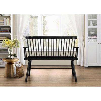 Chaise d'appoint avec accoudoirs en bois massif noir avec dossier à broche