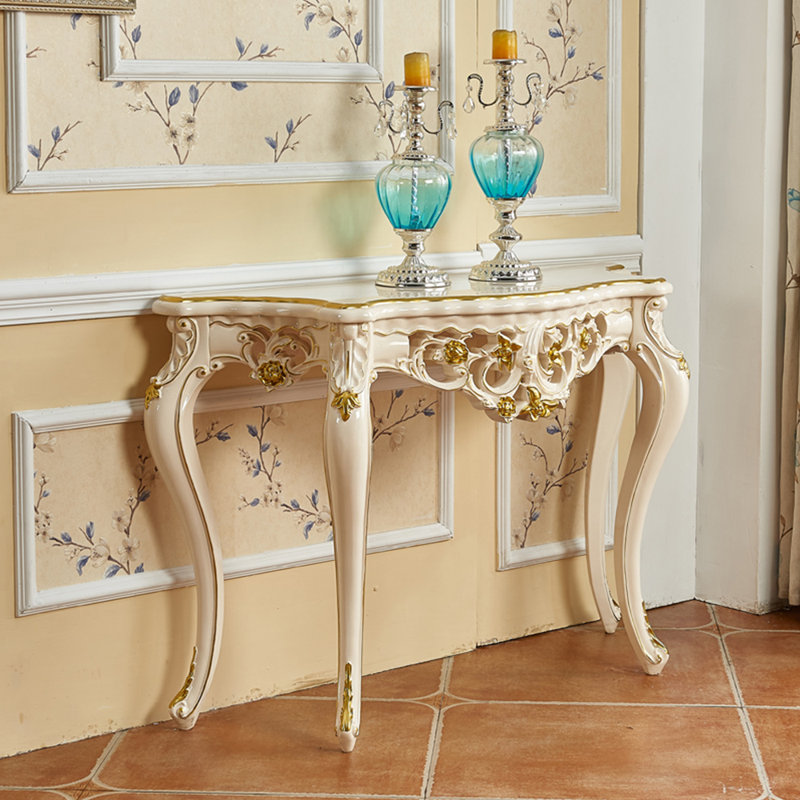 Console en bois massif de style européen, H 33,8 po x l 47,2 po x P 16,9 po