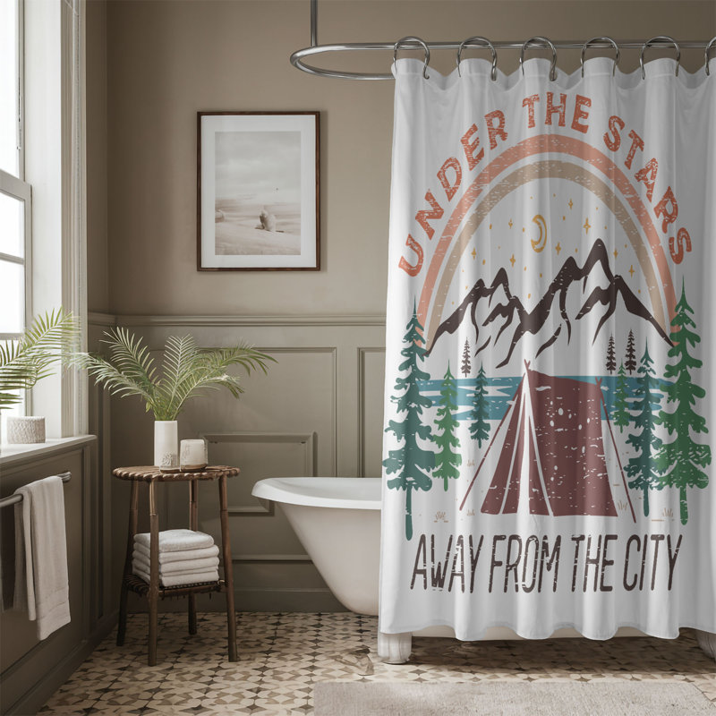 Campfire Fun - 1 Piece Standard Shower Curtain, 74"H x 71"W