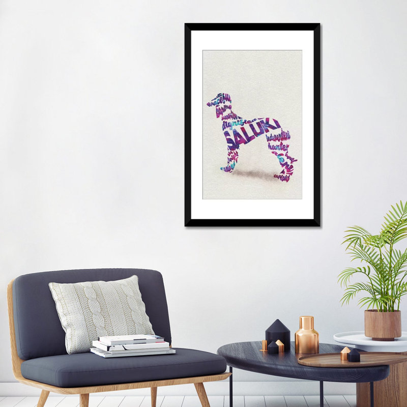 « saluki » par ayse deniz akerman, reproduction d’impression sur toile tendue, H 32 po x l 24 po x P 1 po, Blanc