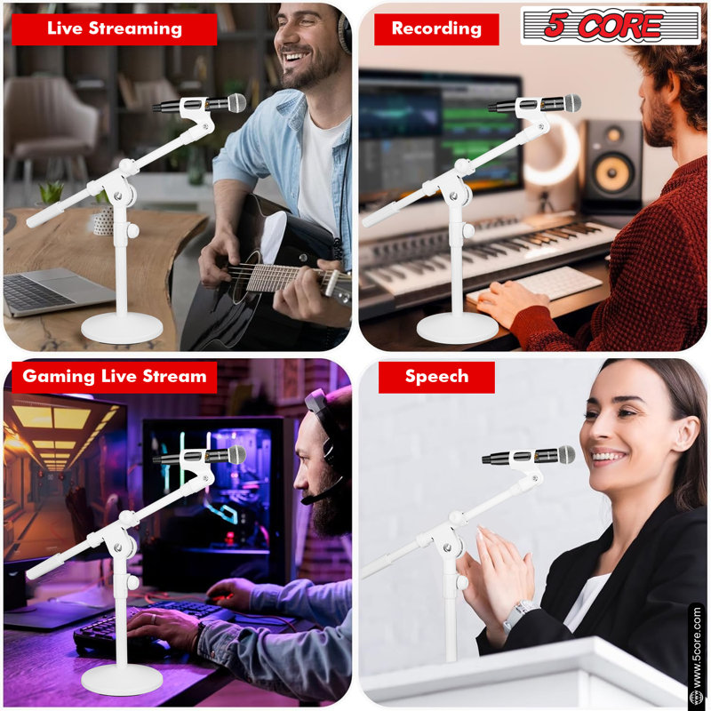 5 Core Desktop Mic Stand Round Base Universal Desk Microphone Holder Table Top Stands 