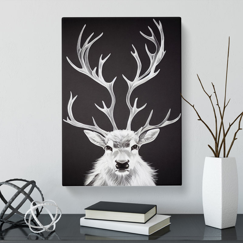 Marston Stag Unique Art - Wrapped Canvas, 60cm H x 40cm W