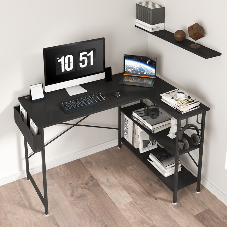 Walbrook Reversible L-Shape Computer Desks, 47'' or 55'' Work Desk with Adjustable Shelves 17 Stories Color: Rustic Brown, Size: 29.14 H x 47.24 W