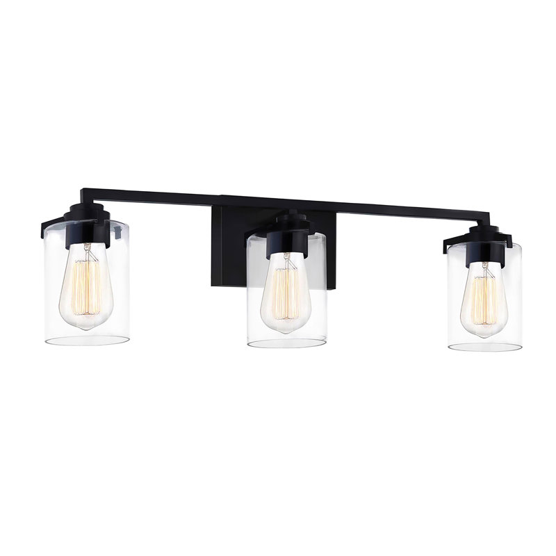 Bourke 3 - Light Dimmable Vanity Light, Clear Glass/Matte Black