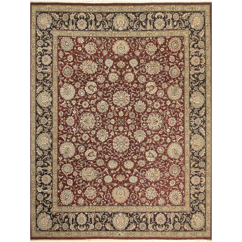 Hand Knotted Oriental Area Rug in Navy/Red/Black, Rectangle 11' x 18'