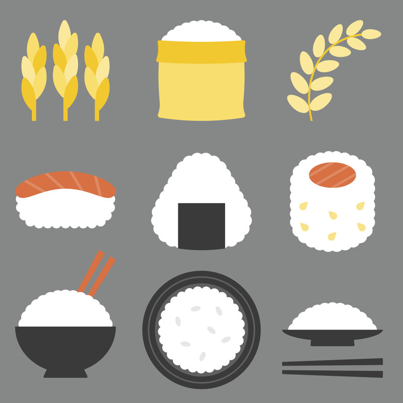 Rice Icon Vector, Flat Design by Lukpedclub - Wrapped Canvas Print, 122cm H x 122cm W x 3.8cm D