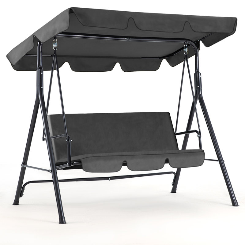 3 Person Porch Swing with Canopy, Grey