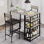 Ensemble de table de salle à manger 3 pièces pour 2 personnes - Table de bar moderne avec 3 tablettes de rangement, 2 tabourets en polyuréthane rembourrés, idéal pour les petites cuisines d'appartements et les coins repas - Gris-2019978435-2019978446-2019978445-2019978447