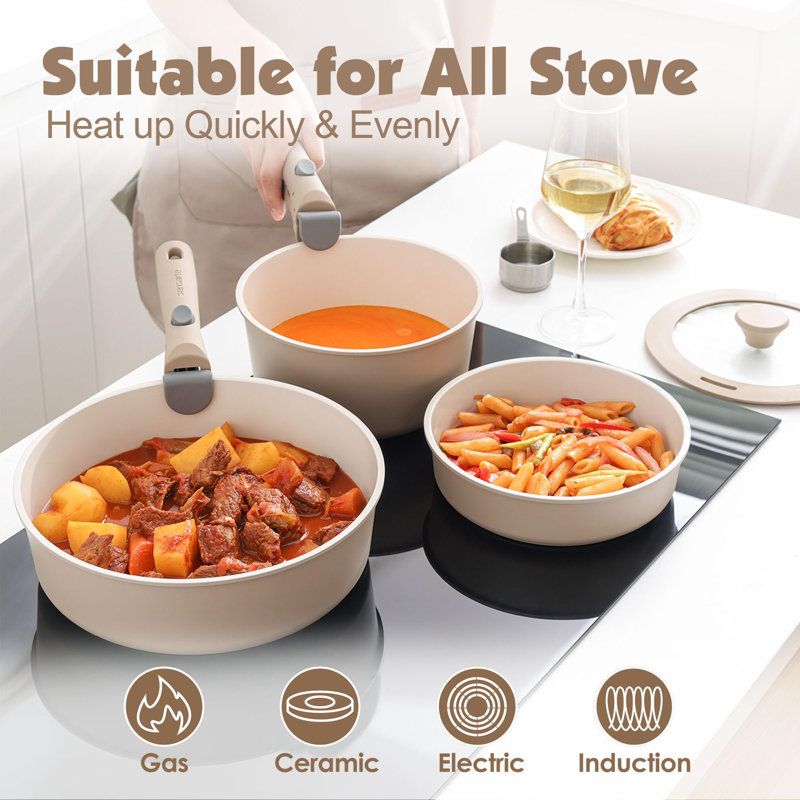 Persas 17 - Piece Aluminum Cookware Set, Beige