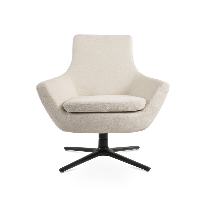 Rebecca Oval Swivel Lounge Chair, Black, Amber Faux Leather