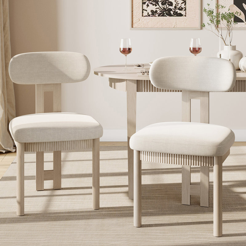 Ensemble de 2 chaises de salle à manger Mid-Century modernes, Beige