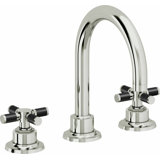 Descanso 8" Widespread Lavatory Faucet with Cross Carbon Fiber Handle and Completely Finished ZeroDrain