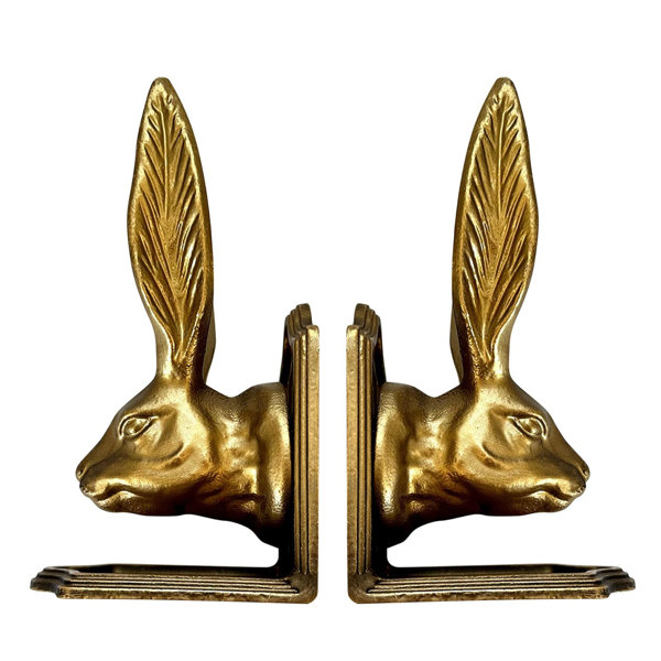Mercer41 Rabbit Decorative Bookend Set, Made of 100% Iron, Heavy-Duty ...