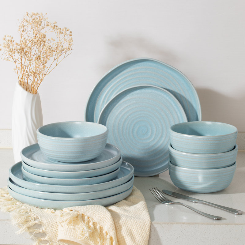 Ensembles de vaisselle et assiettes 12 pièces Famiware Pluto, Bleu clair