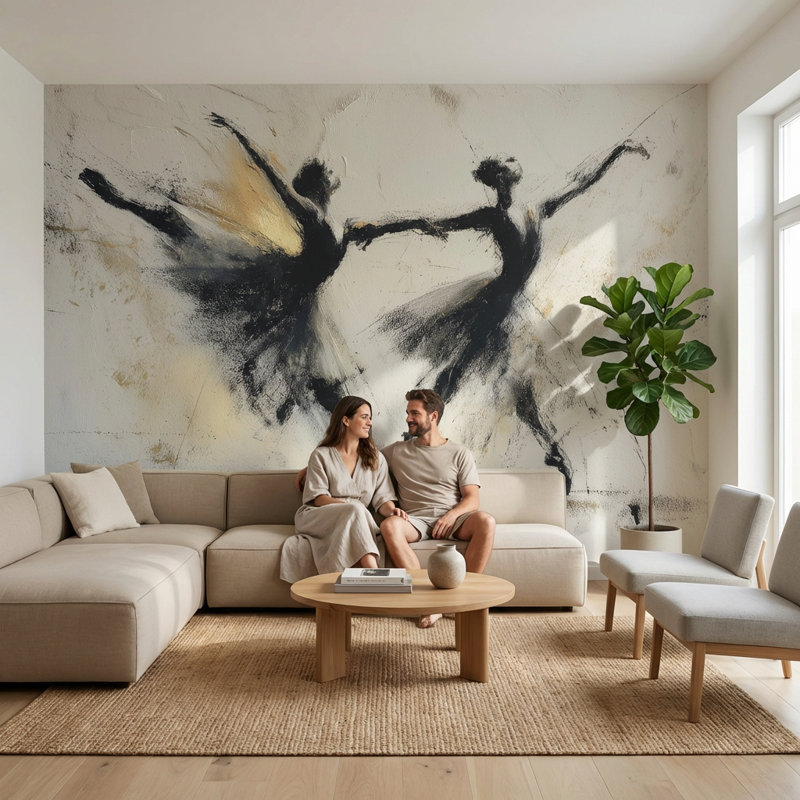 Papier peint abstrait blanc sur fond blanc, Textured Non-Pasted, 100"x96"