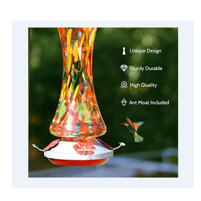 Nonita Glass Hanging Hummingbird Feeder