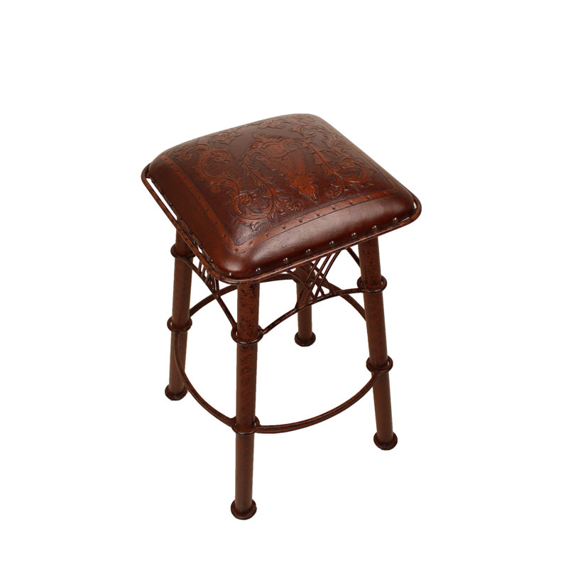 Tabouret 30 "Montana, Brun antique / motif colonial