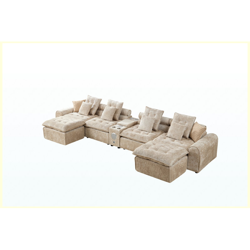 Canapé modulaire modulaire avec coussins Chameau, 178.6" W