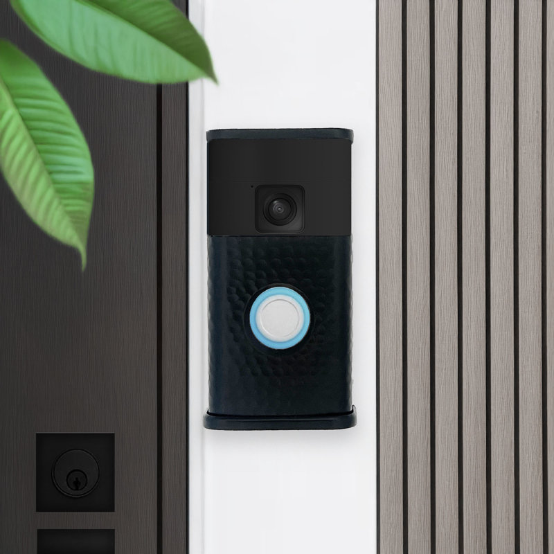 Couvre-sonnette martelé pour vidéo - compatible avec les sonnettes à anneau (version 2024), Noir mat