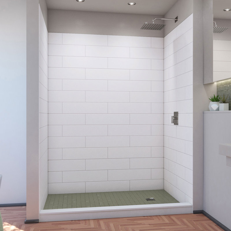 DreamLine Ensemble de douche mural de style moderne blanc P 42 po x l 62 po x H 84 po DreamLine