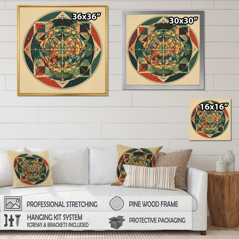 Sacrée mystère rétro Alchimie mandala I sur toile, H 30 po x l 30 po, Cadre flottant noir