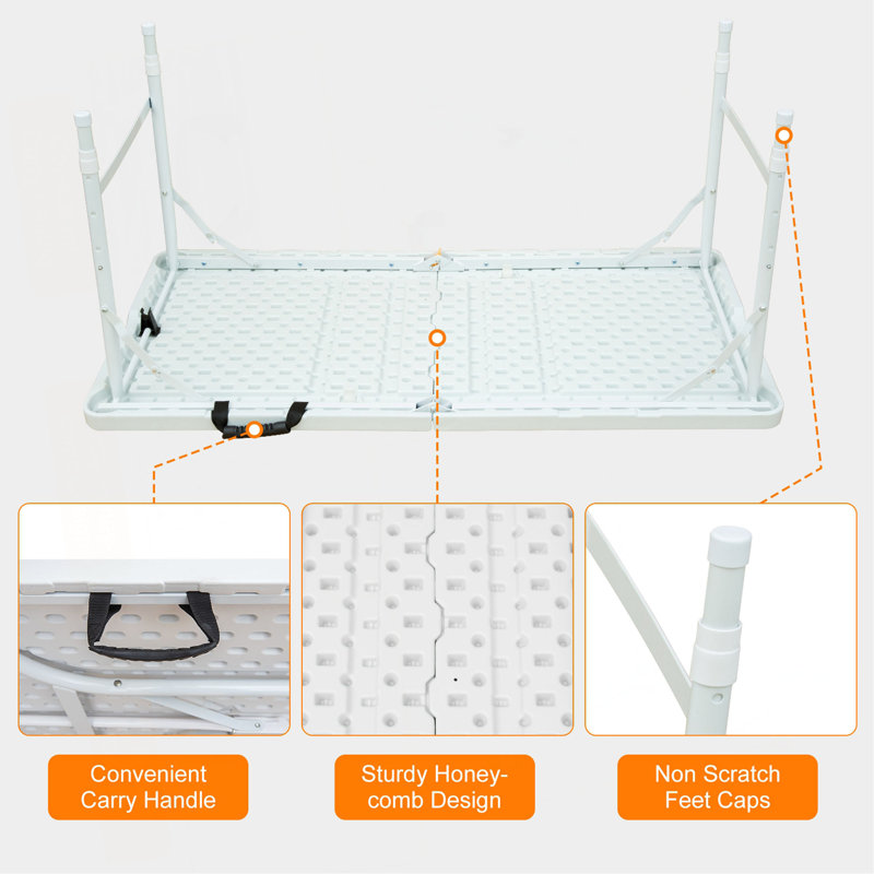 Table pliante portative 4 pi 4 po poids pliable intérieur et extérieur 135 kg, Blanc