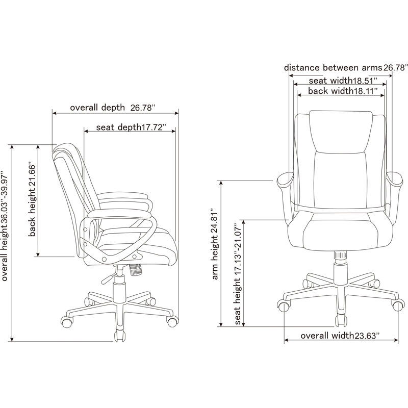 Soho High-Back Executive Swivel Chair in Black Leather