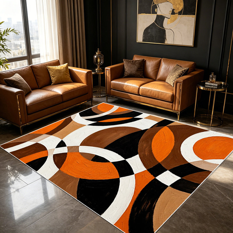 Modern abstract geometric carpet, soft and easy to clean, suitable for living rooms, bedrooms, dining rooms, study rooms, and other indoor spaces