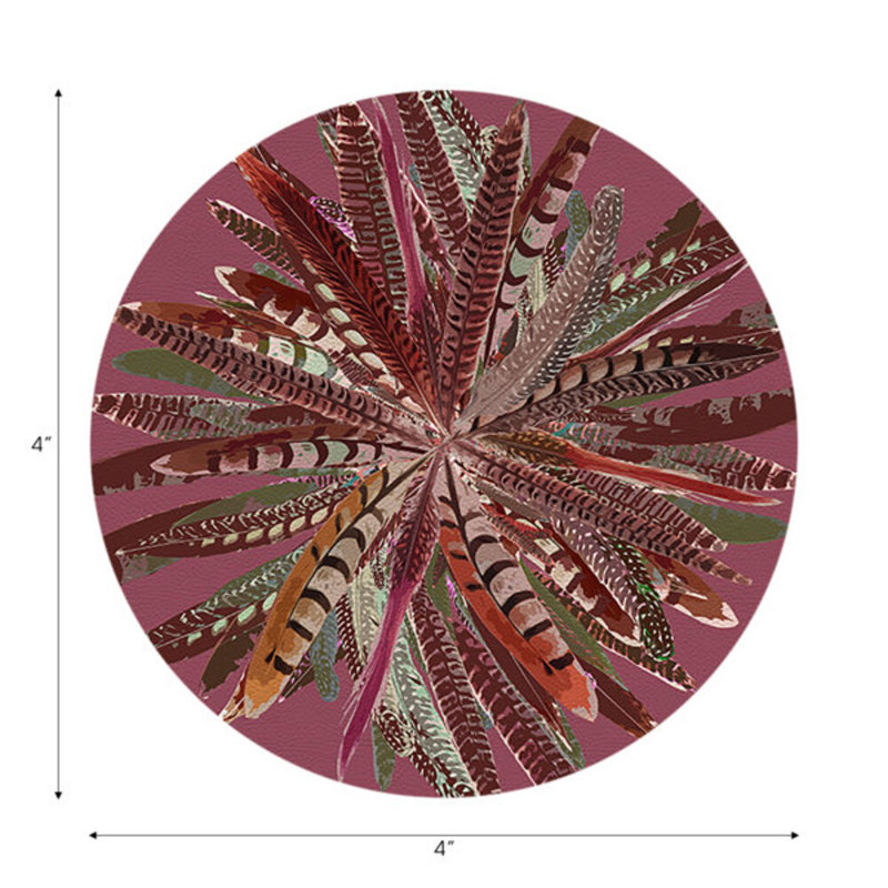Sous-verres ronds en cuir végétal, Mauve